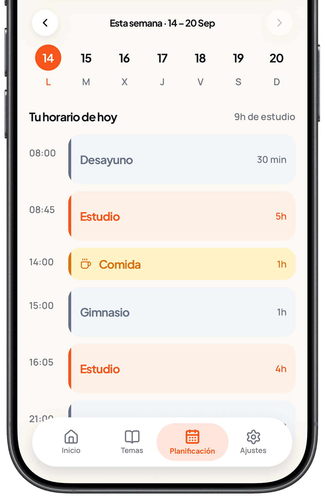 Horario de estudio en OpoGo!